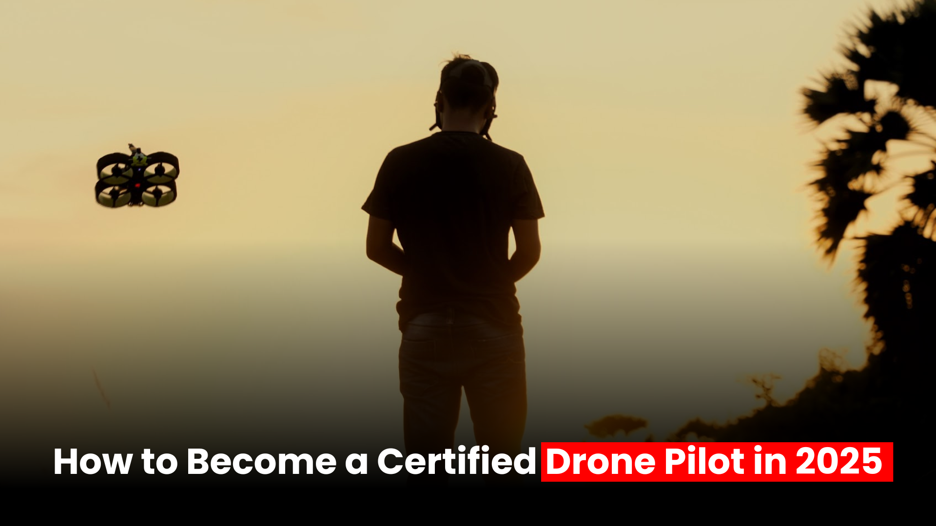 Student learning drone controls for pilot license exam