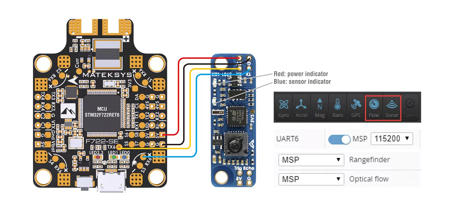 Matek Systems Optical Flow &amp; Lidar Sensor 3901-LOX insideFPV FPV Equipment GPS and Buzzer