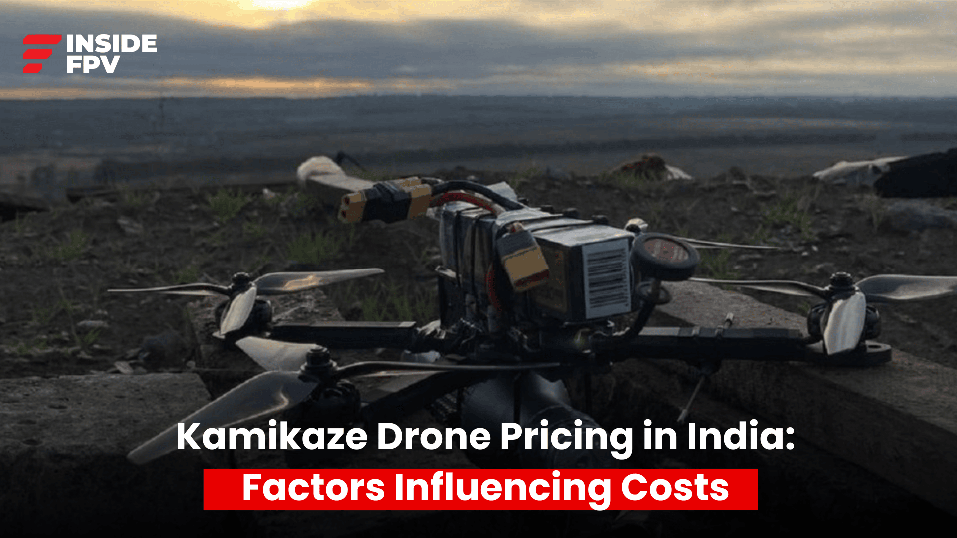Kamikaze drone flying over desert terrain in India, showing advanced military technology