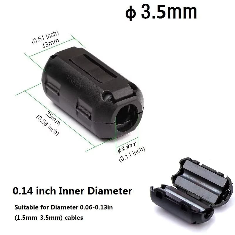 Black Noise Reduce Ferrite Core Filter for 6mm Dia Cable (1pcs)