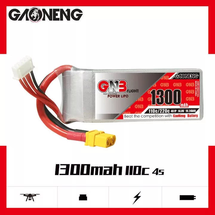 GAONENG GNB 1300mah 4S 14.8V 110C 220C XT60 Drone FPV LiPo battery