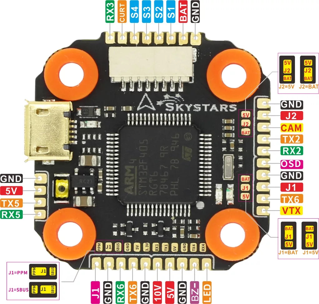 SKYSTARS F405HD Mini Flight Controller &amp; KM40 40A ESC stack insideFPV Electronics Stack
