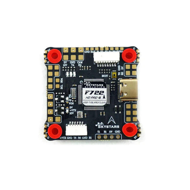 SkyStars Fly Stack - F722 HD Pro 4 OSD FC + KM50 Pro 50A 3-6S 4-in-1 BLHeli_32 ESC - 30x30 insideFPV Electronics Stack